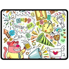 Doodle New Year Party Celebration Fleece Blanket (large)  by Celenk