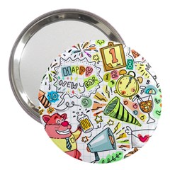 Doodle New Year Party Celebration 3  Handbag Mirrors by Celenk