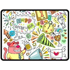 Doodle New Year Party Celebration Double Sided Fleece Blanket (large)  by Celenk