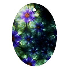 Fractal Painting Blue Floral Ornament (oval) by Celenk