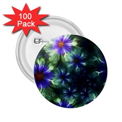 Fractal Painting Blue Floral 2 25  Buttons (100 Pack)  by Celenk