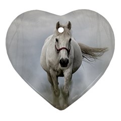 Horse Mammal White Horse Animal Heart Ornament (two Sides) by Celenk