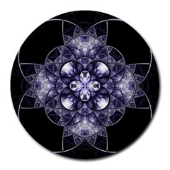 Fractal Blue Denim Stained Glass Round Mousepads