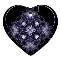 Fractal Blue Denim Stained Glass Heart Ornament (two Sides) by Celenk