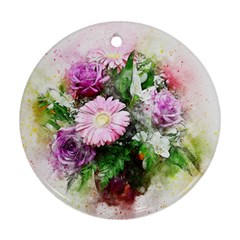 Flowers Roses Bouquet Art Nature Ornament (round) by Celenk