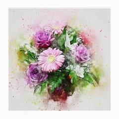 Flowers Roses Bouquet Art Nature Medium Glasses Cloth (2-side) by Celenk