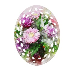 Flowers Roses Bouquet Art Nature Ornament (oval Filigree) by Celenk