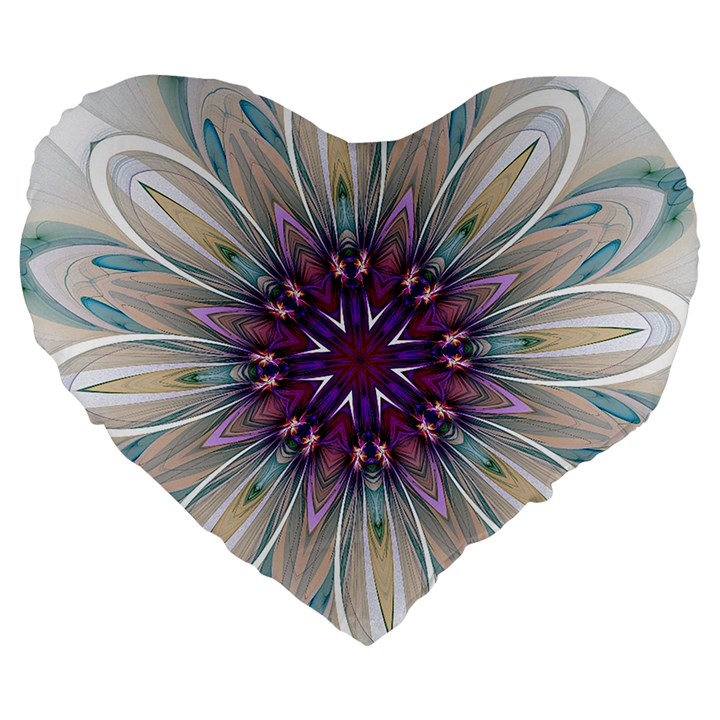 Mandala Kaleidoscope Ornament Large 19  Premium Flano Heart Shape Cushions