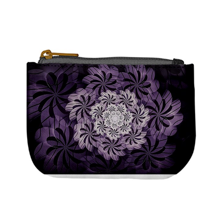 Fractal Floral Striped Lavender Mini Coin Purses