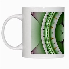 Fractal Mandala Green Purple White Mugs by Celenk