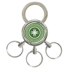 Fractal Mandala Green Purple 3-ring Key Chains by Celenk