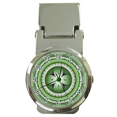 Fractal Mandala Green Purple Money Clip Watches by Celenk