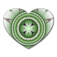Fractal Mandala Green Purple Heart Mousepads by Celenk