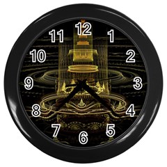 Fractal City Geometry Lights Night Wall Clocks (black) by Celenk