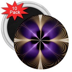 Fractal Glow Flowing Fantasy 3  Magnets (10 pack) 