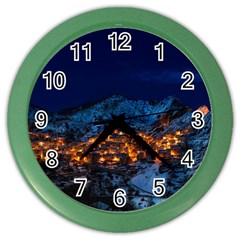 Castelmezzano Italy Village Town Color Wall Clocks by Celenk