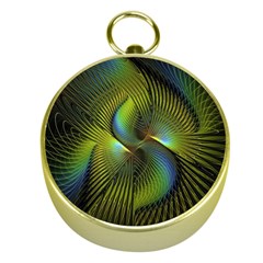 Fractal Abstract Design Fractal Art Gold Compasses by Celenk