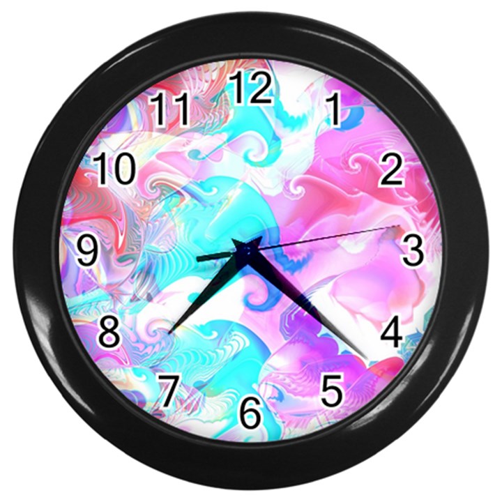 Background Art Abstract Watercolor Wall Clocks (Black)