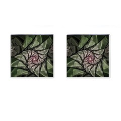 Fractal Flowers Floral Fractal Art Cufflinks (square) by Celenk