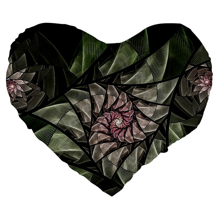 Fractal Flowers Floral Fractal Art Large 19  Premium Flano Heart Shape Cushions