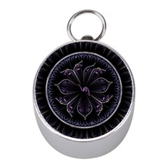 Fractal Abstract Purple Majesty Mini Silver Compasses