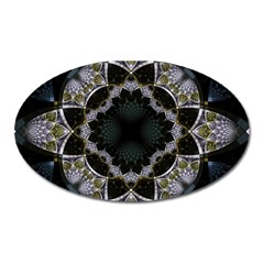 Fractal Aqua Silver Pattern Oval Magnet by Celenk