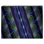 Fractal Blue Lines Colorful Cosmetic Bag (XXXL)  Front