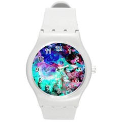 Background Art Abstract Watercolor Round Plastic Sport Watch (m) by Celenk