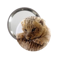 Lion Cub Close Cute Eyes Lookout 2 25  Handbag Mirrors by Celenk