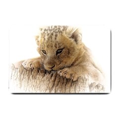 Lion Cub Close Cute Eyes Lookout Small Doormat  by Celenk