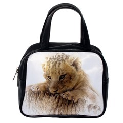 Lion Cub Close Cute Eyes Lookout Classic Handbags (one Side) by Celenk