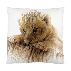 Lion Cub Close Cute Eyes Lookout Standard Cushion Case (two Sides) by Celenk