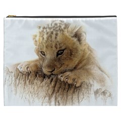 Lion Cub Close Cute Eyes Lookout Cosmetic Bag (xxxl)  by Celenk