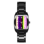 Abstract Background Pattern Textile 2 Stainless Steel Barrel Watch Front