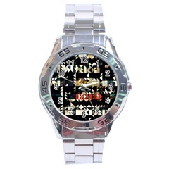 Art Design Color Banner Wallpaper Stainless Steel Analogue Watch by Celenk