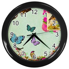 Whimsical Shabby Chic Collage Wall Clocks (black) by NouveauDesign