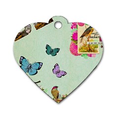 Whimsical Shabby Chic Collage Dog Tag Heart (one Side) by NouveauDesign