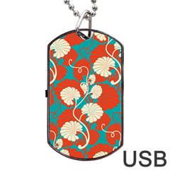 Floral Asian Vintage Pattern Dog Tag Usb Flash (two Sides) by NouveauDesign