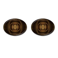 Fractal Copper Amber Abstract Cufflinks (oval) by Celenk