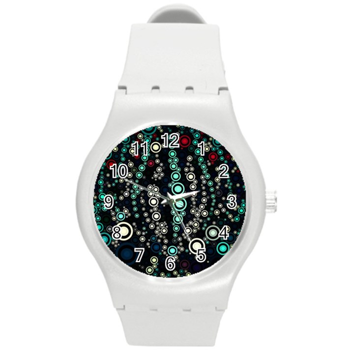 Modern Art Design Digital Round Plastic Sport Watch (M)