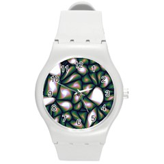 Fuzzy Abstract Art Urban Fragments Round Plastic Sport Watch (m) by Celenk