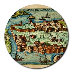 Medeival Ancient Map Fortress Round Mousepads