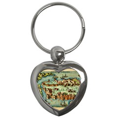 Medeival Ancient Map Fortress Key Chains (heart)  by Celenk