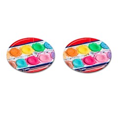 Palette Brush Paint Box Color Cufflinks (oval) by Celenk