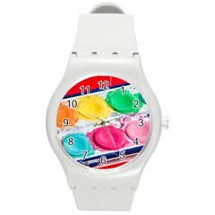 Palette Brush Paint Box Color Round Plastic Sport Watch (m) by Celenk