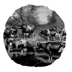 Holstein Fresian Cows Fresian Cows Large 18  Premium Flano Round Cushions by Celenk