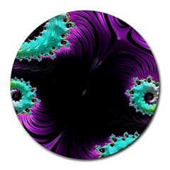 Fractals Spirals Black Colorful Round Mousepads