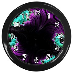 Fractals Spirals Black Colorful Wall Clocks (black) by Celenk