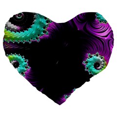 Fractals Spirals Black Colorful Large 19  Premium Flano Heart Shape Cushions by Celenk
