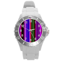 Abstract Background Pattern Textile 4 Round Plastic Sport Watch (l) by Celenk